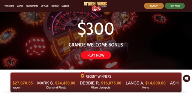 $300 No Deposit Bonus Grande Vegas 2022